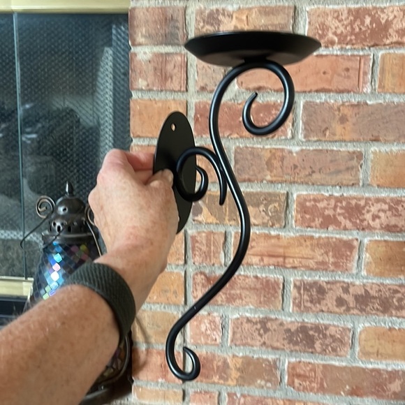 PartyLite Hearthside Black Metal Coated Scroll Sconces Set of 2 - Picture 2 of 6